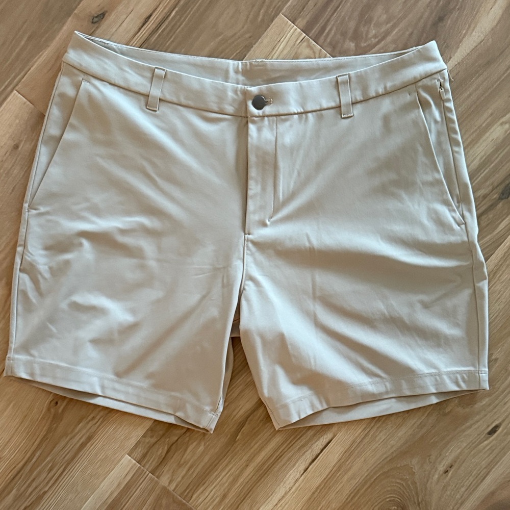 Lululemon Athletica Cream Men's Flat Front Shorts